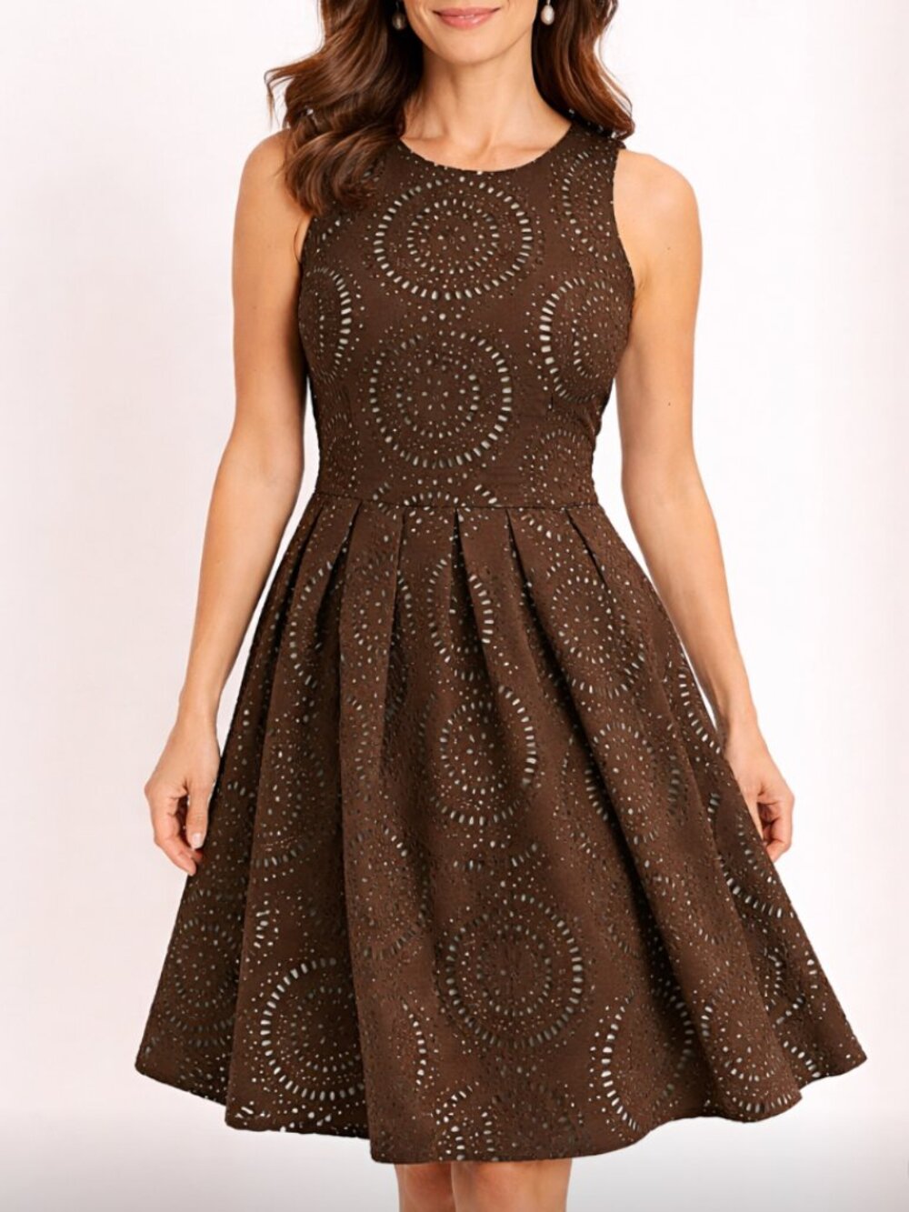 Calvin Klein Cocktail Eyelet Flowy Skirt Lined Black Blue Party Dress - 12